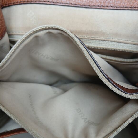 Brahmin Genuine Pebbled Leather Flap Shoulder Crossbody Bag Retro Twist Lock - Picture 14 of 15